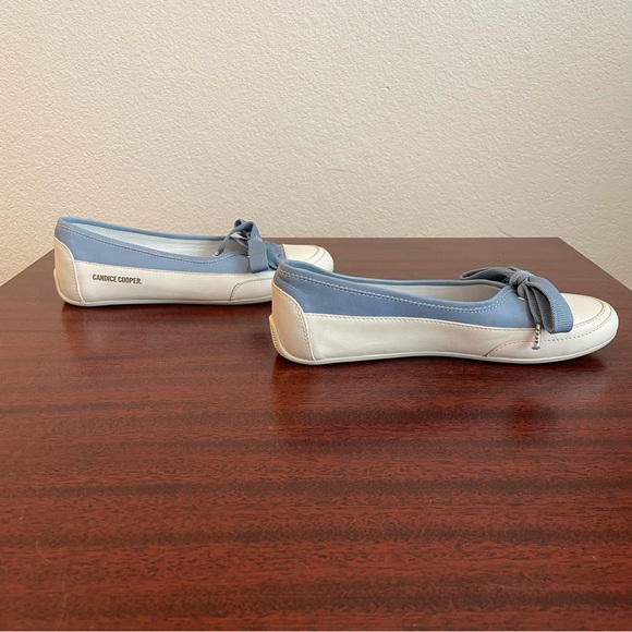 NWOT Candice Cooper Candy Bow Buffed Leather Ballet Flats in Light Blue 37.5 - Picture 13 of 13